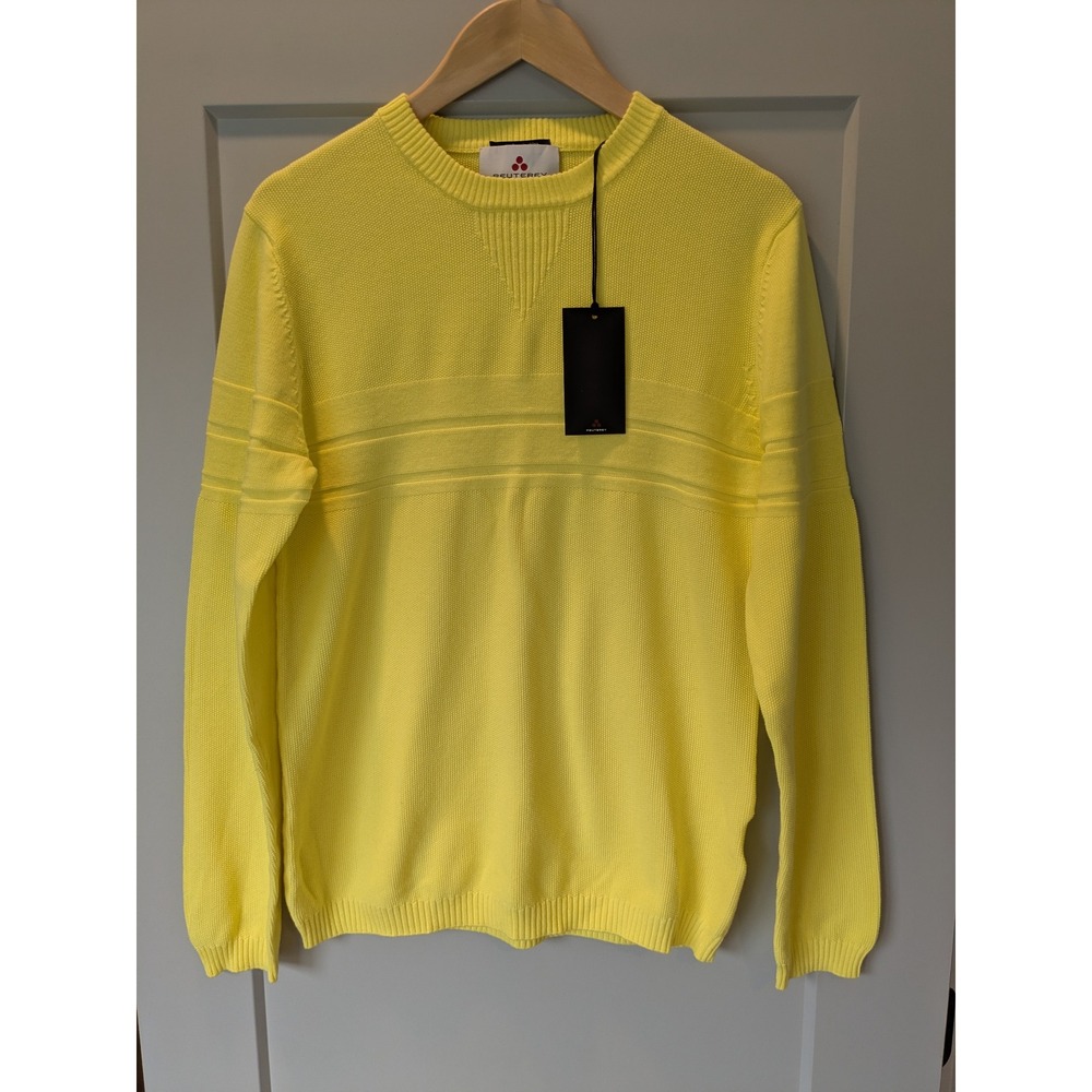 PEUTEREY Mens Yellow Crewneck Pullover Sweater Textured‎ Knit Size M